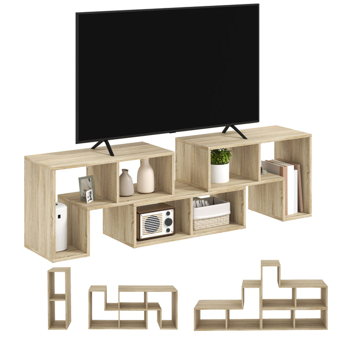 Grey Oak Wood Grain TV Stand for TVs up to 75 Inches with Storage Shelves by HOMCOM