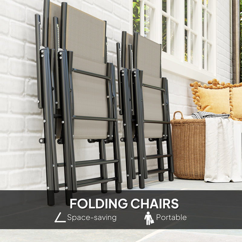 Five Piece Steel Frame Patio Set in Khaki and Black by Outsunny