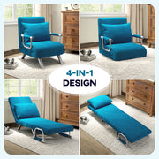 Blue 4 in 1 Faux Suede Sleeper Chair Bed Versatile Folding Sofa by HOMCOM