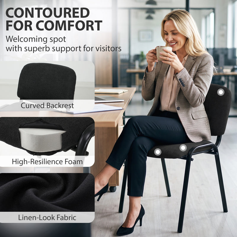 Stackable Office Visitor Chair for Easy Storage and Clutter-Free Workspace Black
