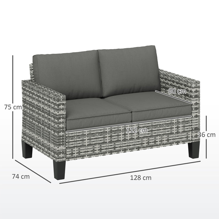 Light Grey Two Seater Rattan Outdoor Sofa for Garden and Patio by Outsunny