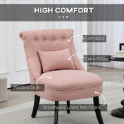 Pink Upholstered Accent Dining Chair With Pillow and Solid Wood Legs by HOMCOM