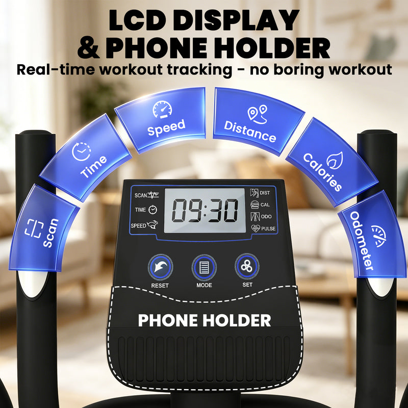 Elliptical Cross Trainer for Quiet Home Workouts with App Connectivity and 8 Resistance Levels Grey