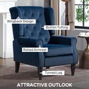 Retro Wingback Accent Chair with Button Tufted Upholstery for Lounge or Bedroom, Dark Blue