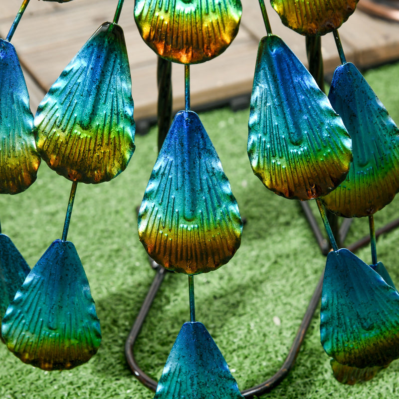 Metal Peacock Garden Ornament for Lawn or Patio Display Eye Catching Design Blue AOSOM