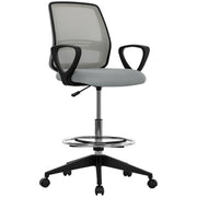 Adjustable Draughtsman Office Chair with Footrest for Tall Desks or Counters Light Grey