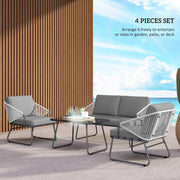 Grey Four Piece Rattan Garden Sofa Set With Strong Panels by Outsunny