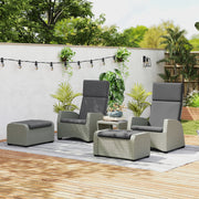 5pc Rattan Outdoor Lounger Furniture Set with Cushions in Charcoal Grey by Outsunny