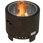 Black Metal Smokeless Wood Fire Pit for Garden Heating and Outdoor Evenings AOSOM