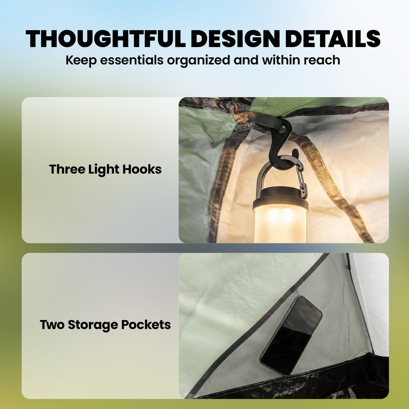 4-6 Person Waterproof Tunnel Camping Tent With 2 Bedrooms, Living Room & Porch, Green