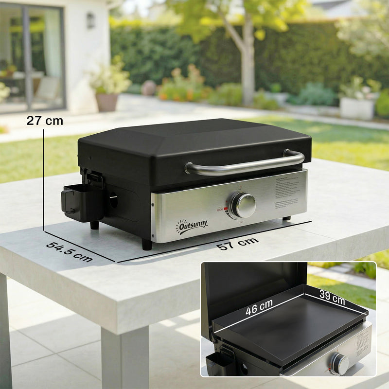 Tabletop Gas BBQ with Large Griddle for Easy Outdoor Cooking Black