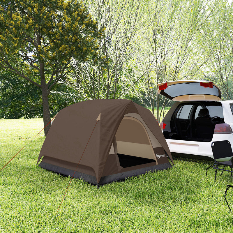 Dome Camping Tent for 3 People Quick Setup Waterproof Shelter with Carry Bag Brown Khaki