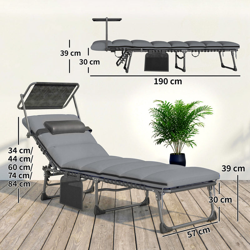 Folding Sun Loungers Set of 2 for Garden Relaxation with Adjustable Shade and Cushions
