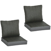 4 Piece Outdoor Seat Cushion Set with Backrest Water Repellent Pads for Sofa Chair Grey AOSOM
