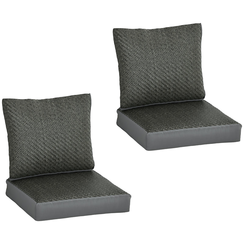 4 Piece Outdoor Seat Cushion Set with Backrest Water Repellent Pads for Sofa Chair Grey AOSOM