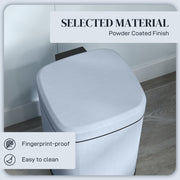 Light Blue 12L Metal Kitchen Bin with Modern Boxy Design by HOMCOM