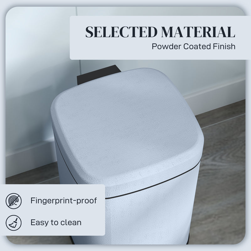 Light Blue 12L Metal Kitchen Bin with Modern Boxy Design by HOMCOM