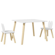 Kids Table and Chair Set with Bunny Backrest Ideal for Nursery and Playroom, White