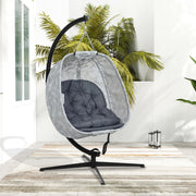 Grey Hanging Egg Chair with Stand and Cushion for Garden Patio and Balcony by Outsunny