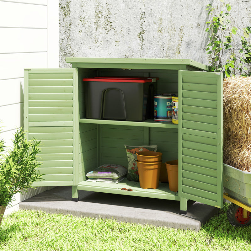 Wooden Garden Storage Shed With Double Doors Ideal For Tools And Equipment Green Outsunny