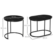 Set of 2 Marble Effect Nesting Tables Black and White Space Saving Design by HOMCOM