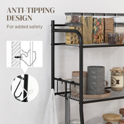 Five Tier Steel Kitchen Storage Shelf Unit With Sturdy Frame For Home Organisation Black