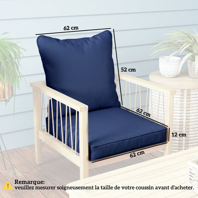 Outdoor Chair Cushion Set with Thick Padding and Washable Covers Dark Blue