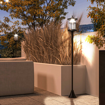 Set of Two 1.8m Black Traditional Style Outdoor Solar Lamp Posts by Outsunny