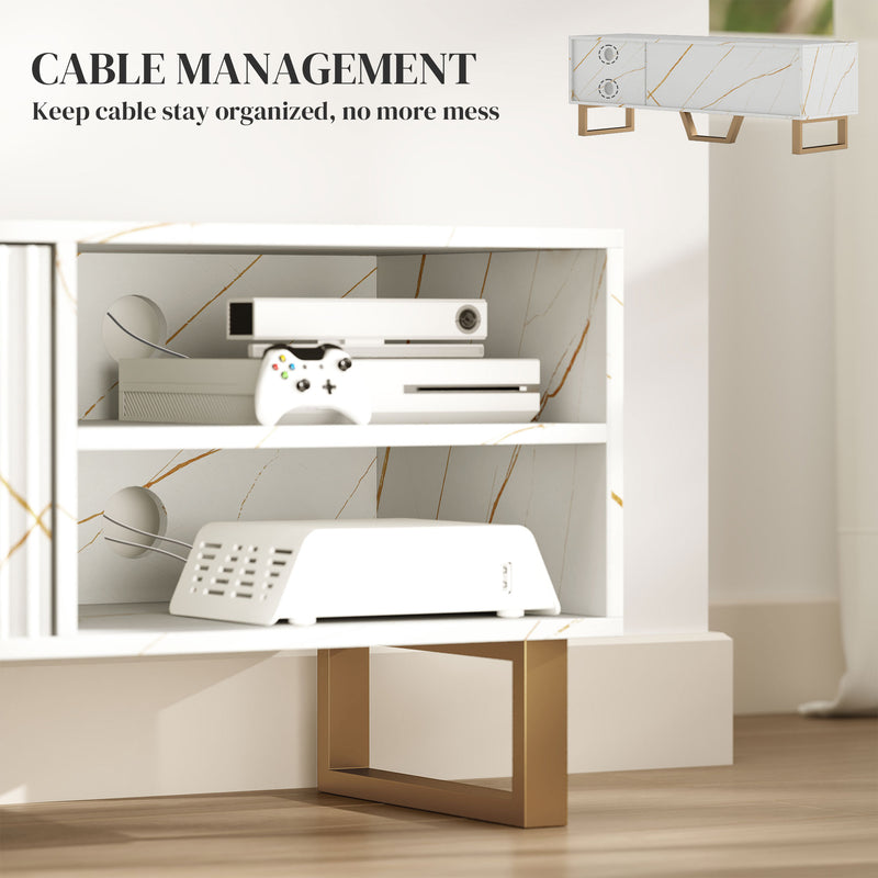 White Marble Effect TV Stand for up to 70 Inch TVs With Shelves and Storage by HOMCOM