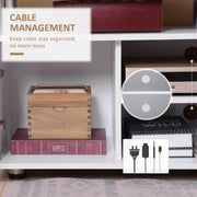 Grey and White TV Cabinet for TVs up to 50 Inch with Storage Shelves and Cupboards