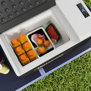 16L Portable Car Fridge with Adjustable Temperature for Travel and Camping Black Grey AOSOM