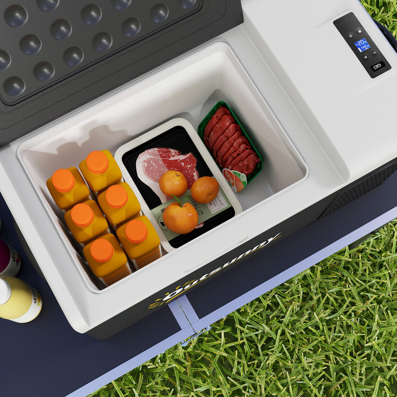 16L Portable Car Fridge with Adjustable Temperature for Travel and Camping Black Grey AOSOM