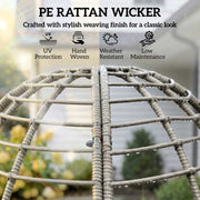 Egg Chair and Footstool Set for Comfortable Outdoor Relaxing Weather Resistant Rattan Grey Outsunny