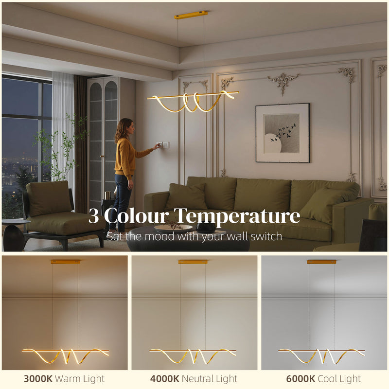 Ceiling Pendant Light with Adjustable Colour Temperatures Ideal for Living Room Gold Tone AOSOM