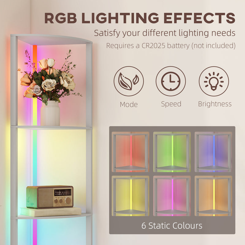 5 Tier LED Floor Lamp With Shelves And Remote Control For Living Room Or Bedroom Grey