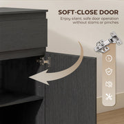 Sideboard with Five Drawers and Cabinet for Organised Home Storage Black AOSOM