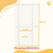 Extra Tall Pet Gate 180cm Pressure Fit for Doorways with Narrow Gaps Grey AOSOM