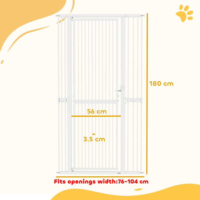 Extra Tall Pet Gate 180cm Pressure Fit for Doorways with Narrow Gaps Grey AOSOM