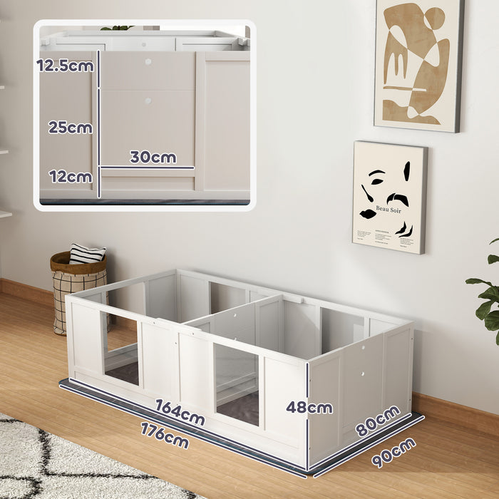 Two Room Whelping Box for Small Dogs with Pad Clear Panels Adjustable Entrance by PawHut