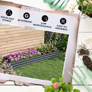 Set of 2 Galvanised Steel Raised Garden Planters 60 x 240cm With Open Bottom for Drainage