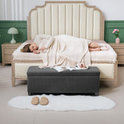 Grey Corduroy Storage Ottoman Bench 112cm With Removable Lid and Legs for Living Room by HOMCOM