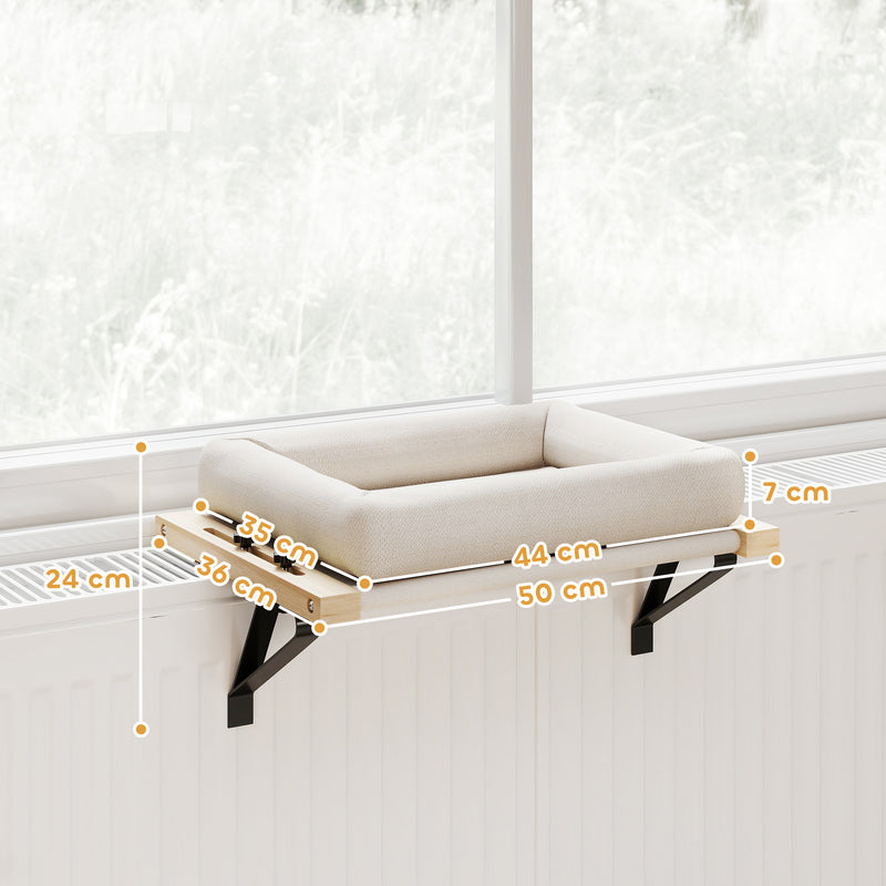 Adjustable Cat Radiator Hammock Bed With Washable Cushion For Indoor Use Cream White