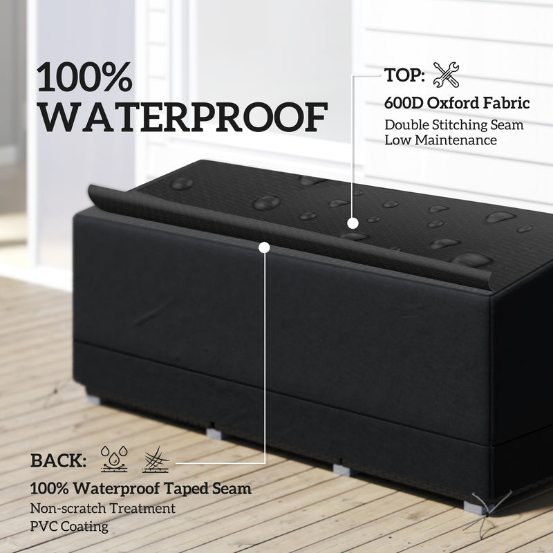 Black Rectangular Patio Furniture Cover for 3 Seater Sofa Water UV Resistant 600D Oxford by Outsunny