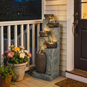 Outdoor Water Fountain with LED Lights for Relaxing Evenings and Gentle Garden Ambience Rustic Brown Outsunny