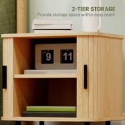 Bedside Table with Sliding Roller Shutter Doors and Metal Legs Oak Tone by HOMCOM