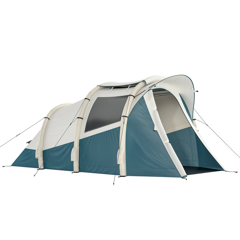 Inflatable 2 Room Camping Tent for Fast 5 Minute Setup Waterproof for 2 to 3 People Green White