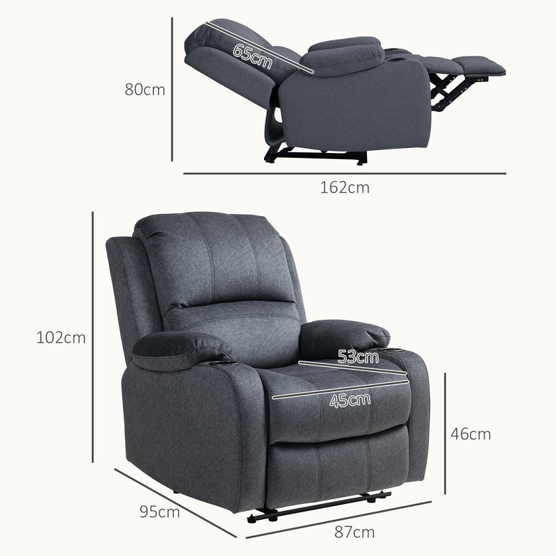 Black Microfibre Manual Reclining Armchair With Footrest by HOMCOM
