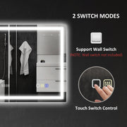 Silver LED Bathroom Mirror with Bluetooth Anti-Fog Function and Clock 60 x 80 cm