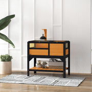 Wooden Tortoise House with Shelter Run Shelf Lamp Holder and Tray Yellow by PawHut