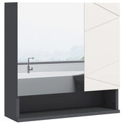 Wall Mounted Bathroom Mirror Cabinet With Adjustable Storage Shelves, Light Grey